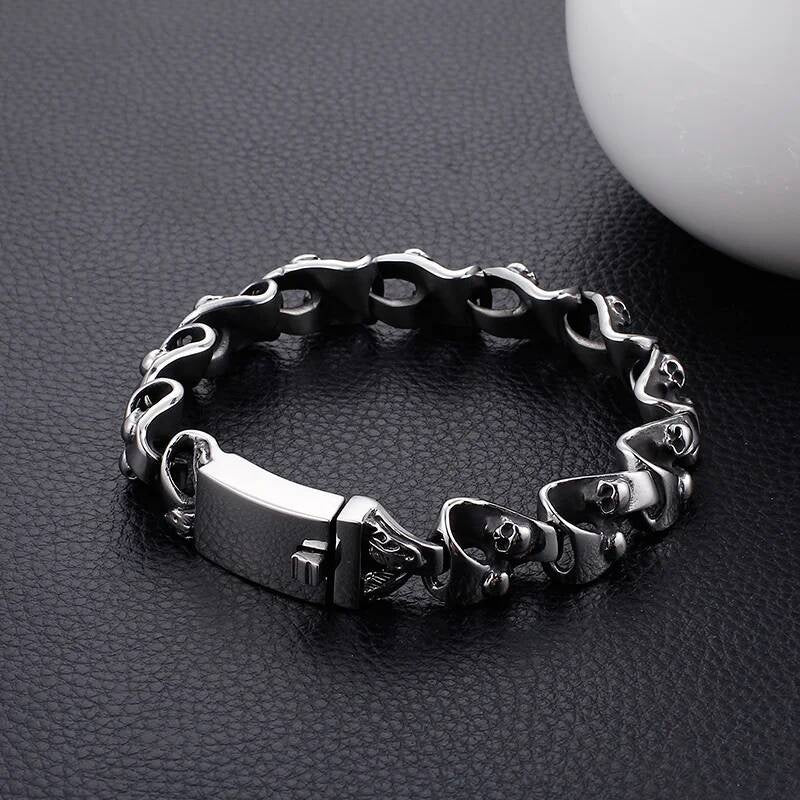 Stainless Steel 316L Bracelet Men Skull Ghost Link Chain Hand Jewelry