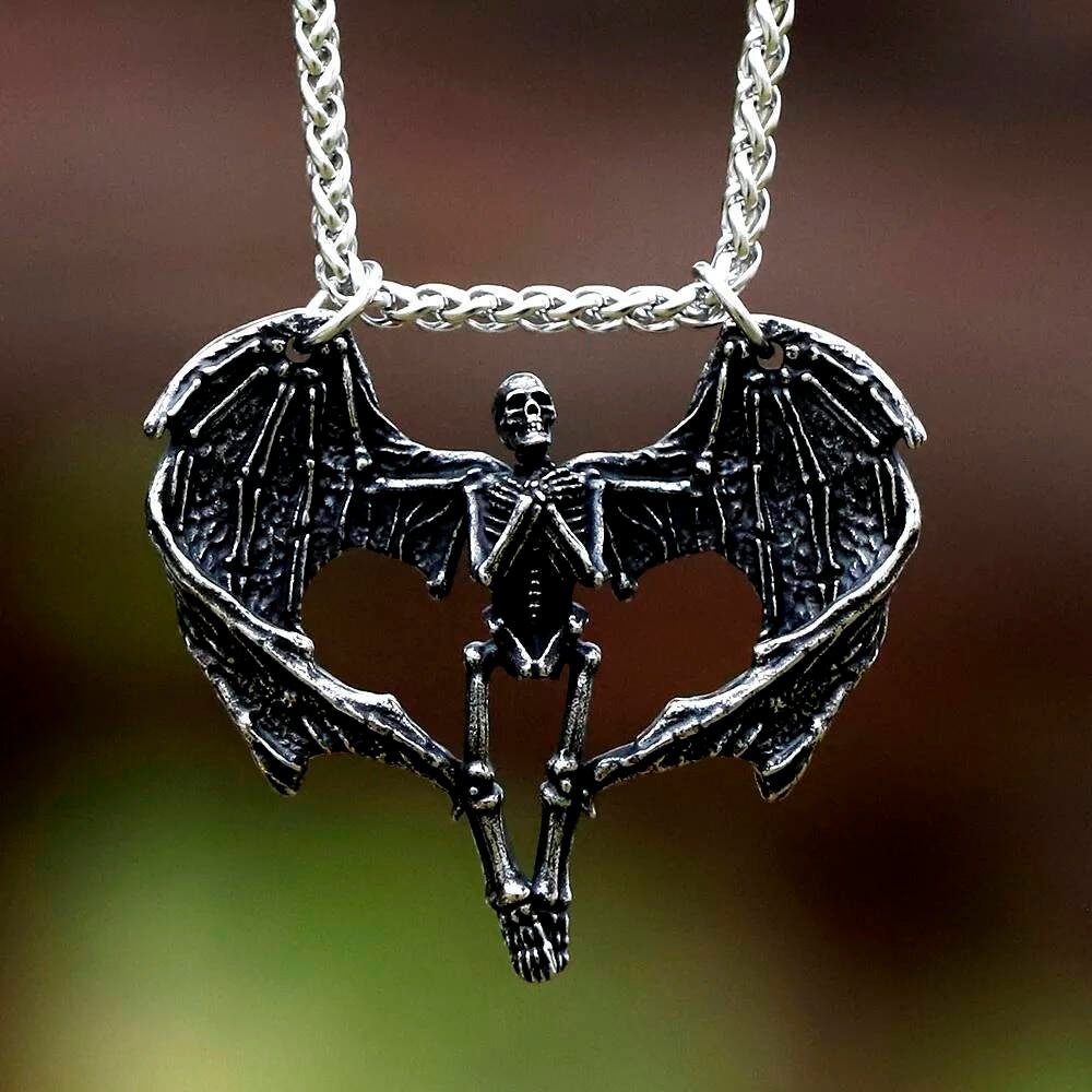 Men's 316L Stainless Steel Skull Ribcage Pendant Necklace Punk Biker Jewelry