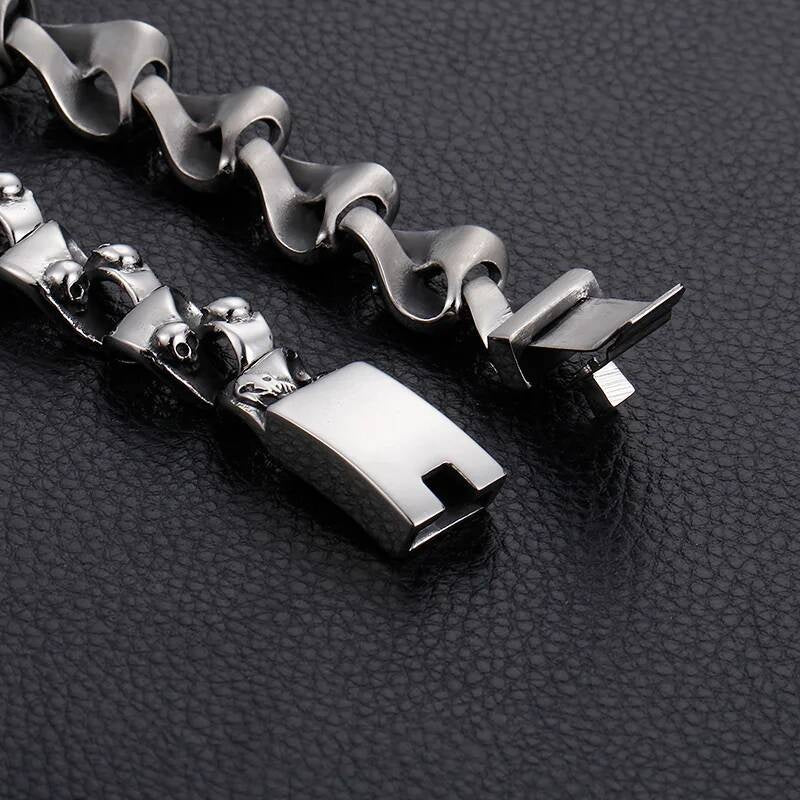 Stainless Steel 316L Bracelet Men Skull Ghost Link Chain Hand Jewelry