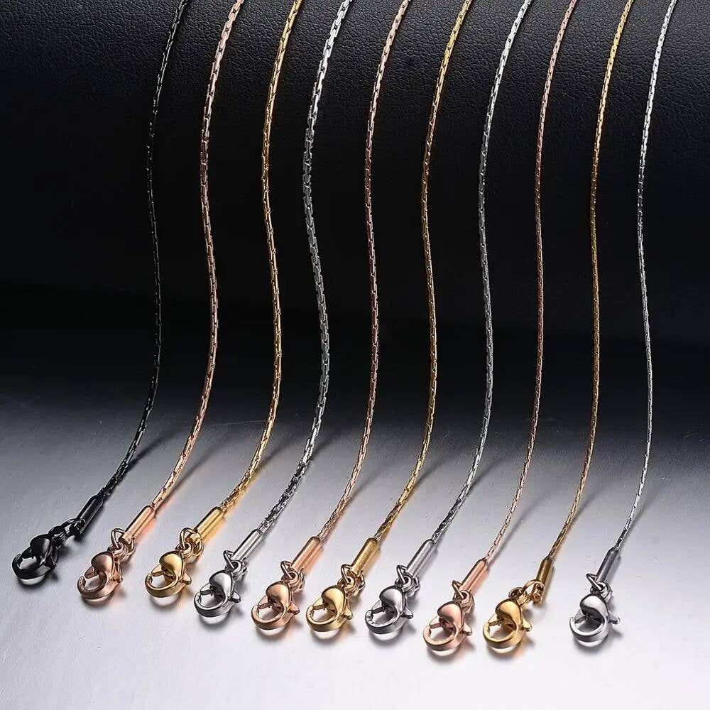 1 piece Width 0.6mm/0.8mm/1mm/1.2mm Chain Women Stainless Steel Tiny Necklace For Pendant Wholesale Jewelry