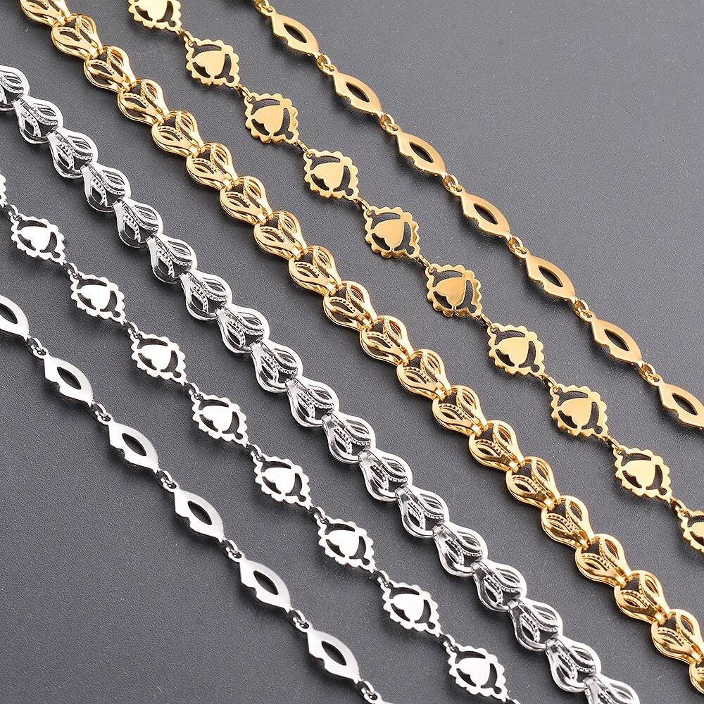 1Pc Length 21-70cm Stainless Steel Gold Color Lip Love Heart Handmade Link Chain Necklace