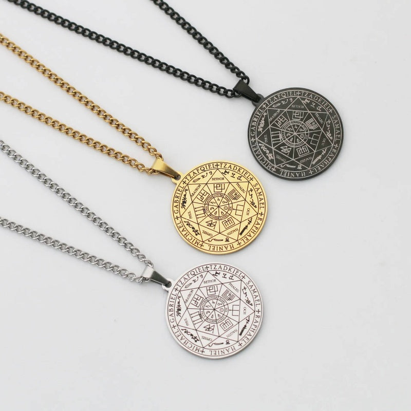Hells Angels Stainless Steel Coin Necklace For Men Solomon Talisman Pendant Accessories