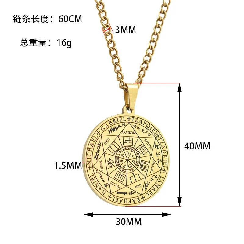 Hells Angels Stainless Steel Coin Necklace For Men Solomon Talisman Pendant Accessories