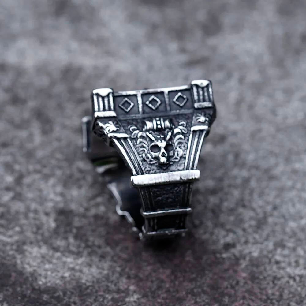 Biker Skull Zircon Ring - Stainless Steel Gothic Men's Statement Jewelry