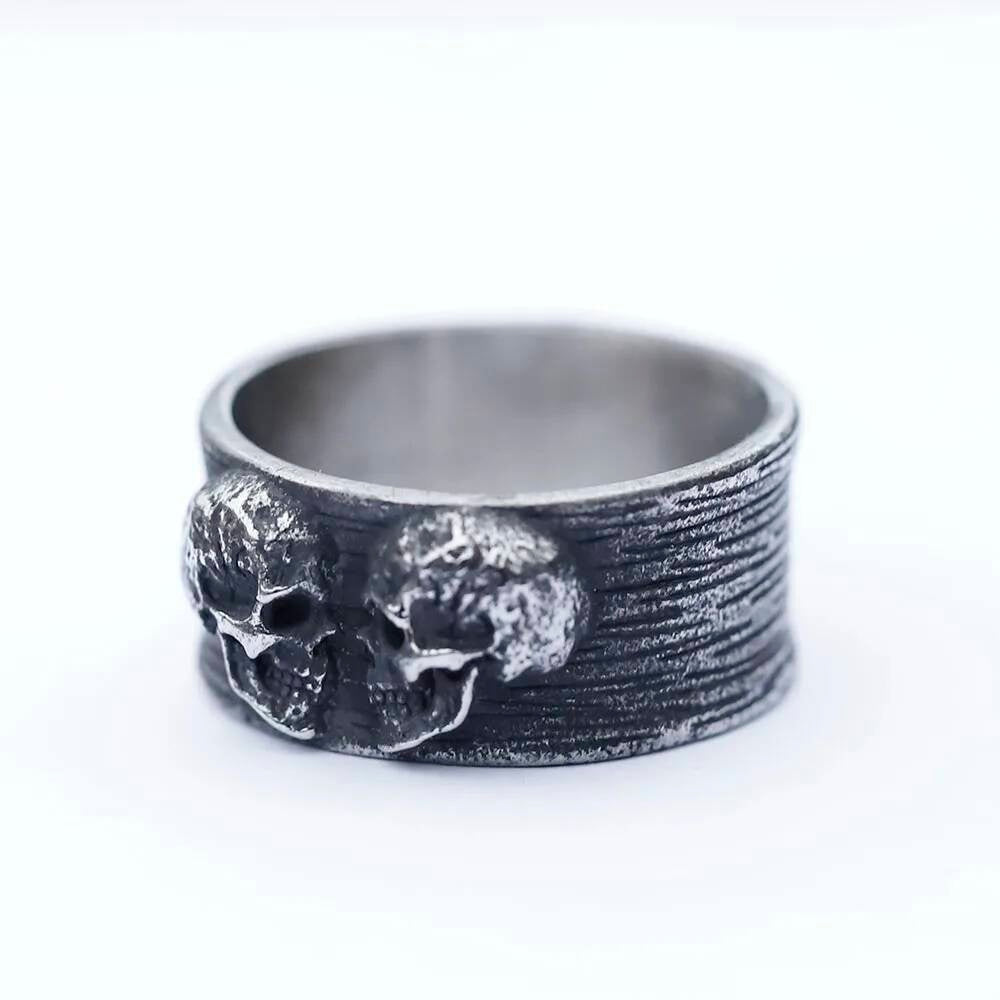 Double Headed Skull Ring - Gothic Punk 316L Stainless Steel Men's Jewelry