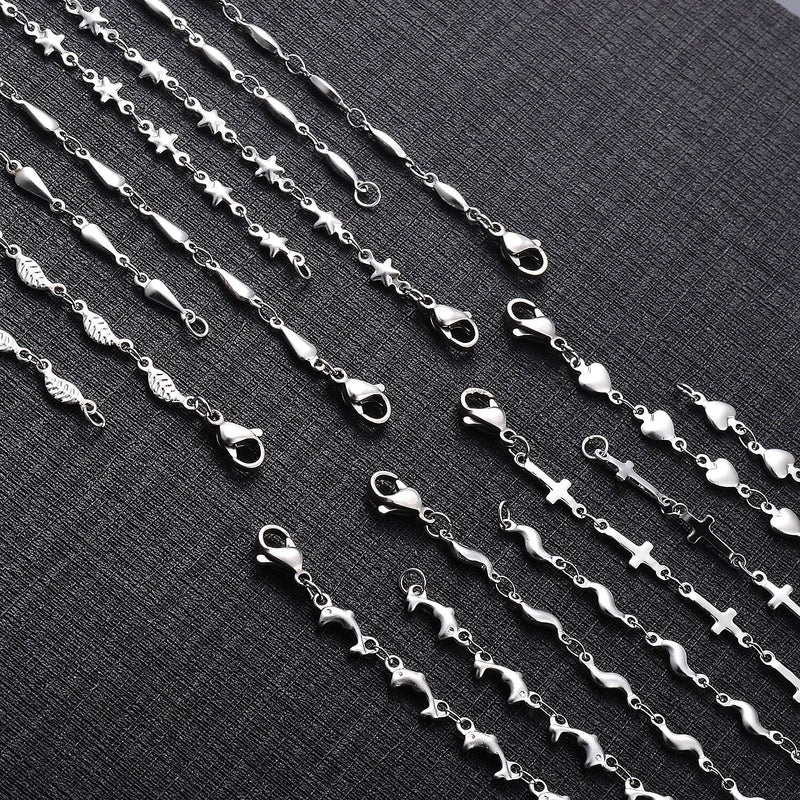 1Pc Length 18cm-100cm Stainless Steel Long Hand-made Chain Necklaces For Women Sier Color Heart Necklace Ladies Jewelry