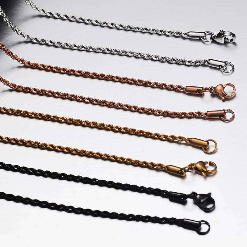 1Pc Width 2/2.5/3/4mm Rope For Women Men 316L Stainless Steel Twisted Chain Necklace Jewelry