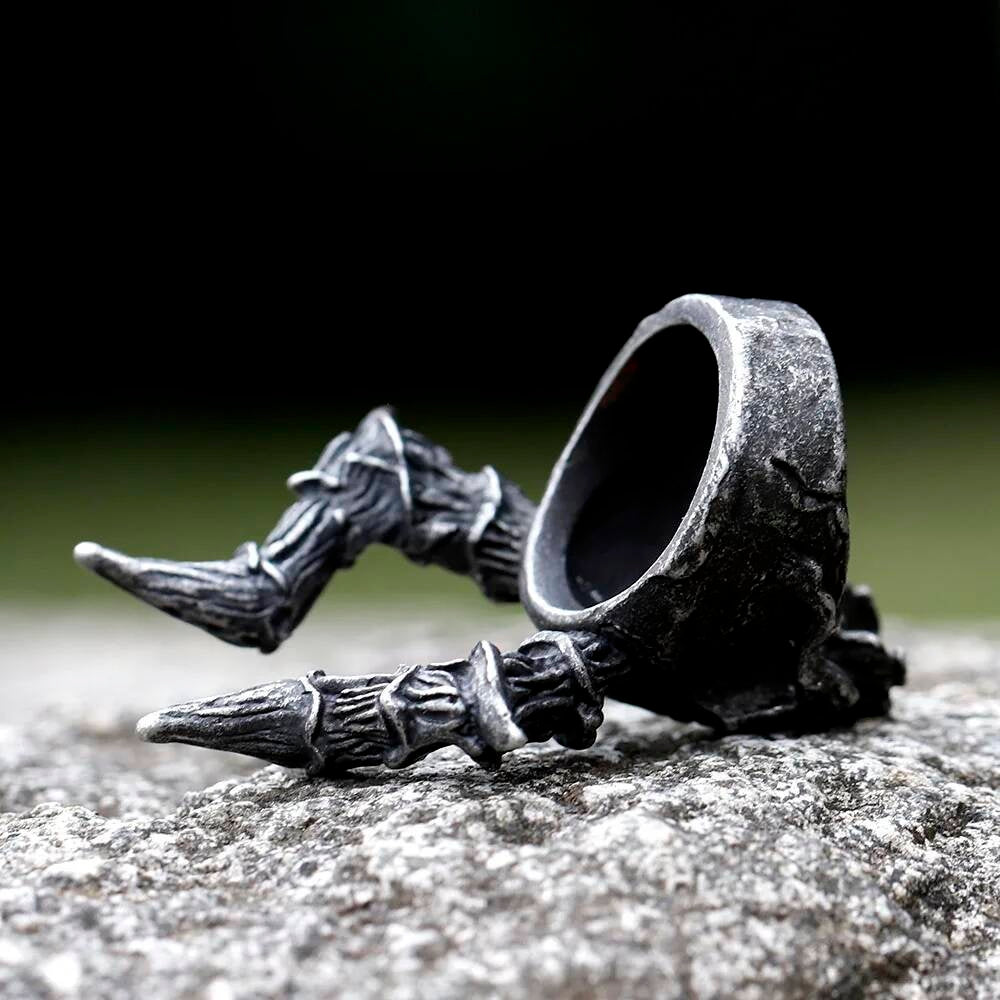 Vintage Gothic Skull Ring – 316L Stainless Steel Skeleton Statement Band