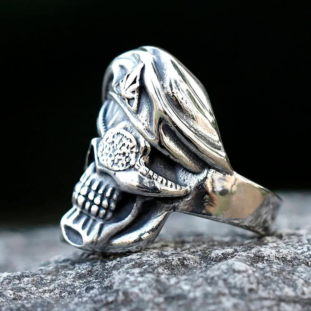 Pirate Skull Ring – 316L Stainless Steel Biker Statement Band