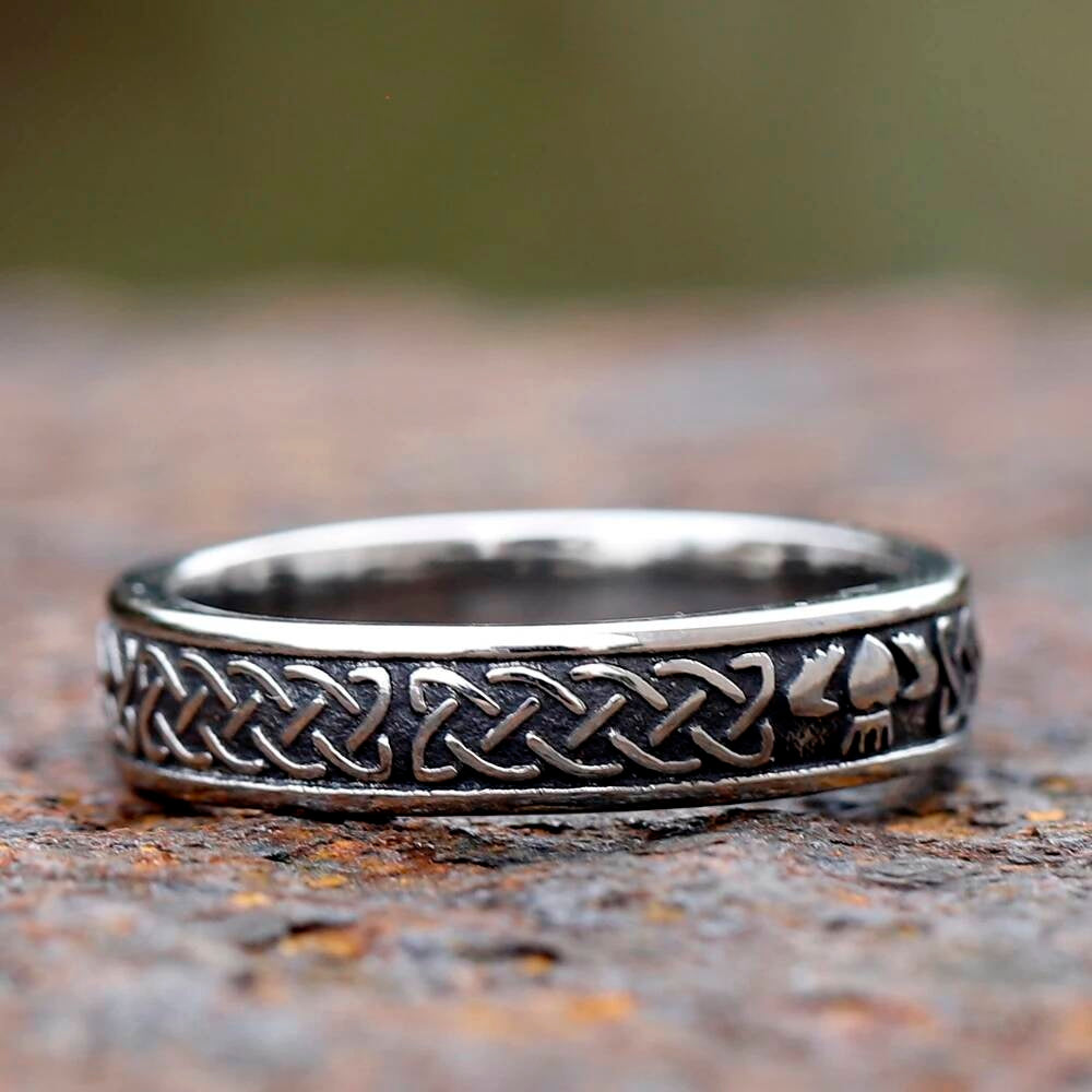 Nordic Lover’s Rune Ring – 316L Stainless Steel Viking Couples Band
