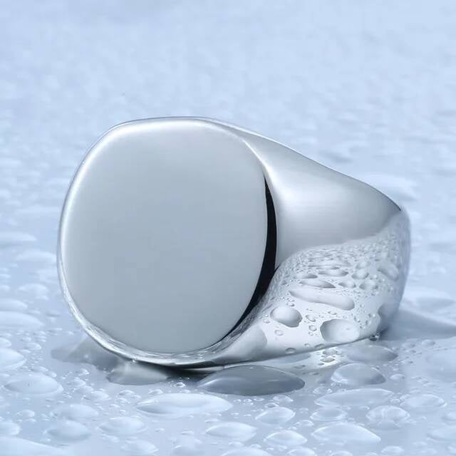 High-Polish Silver Band – 316L Stainless Steel Biker Statement Ring steel