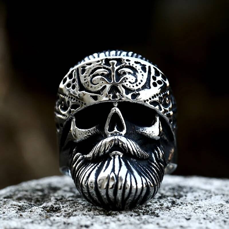 Steampunk Locomotive Skull Ring - Vintage Industrial Men's Gothic Jewelry