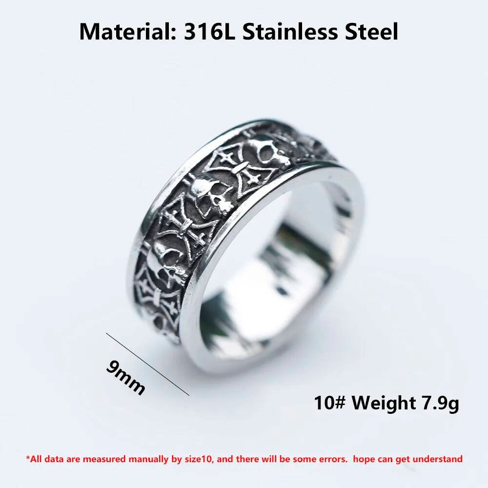 Ares Skull Ring - Viking War God Stainless Steel Gothic Jewelry for Men