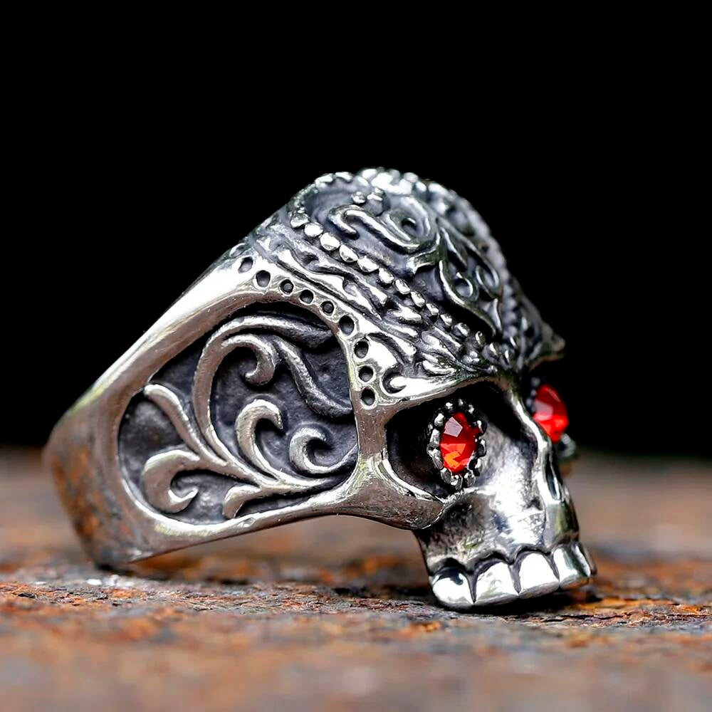 Caarium Skull Hand Ring - Gothic Stainless Steel Biker Band Jewelry