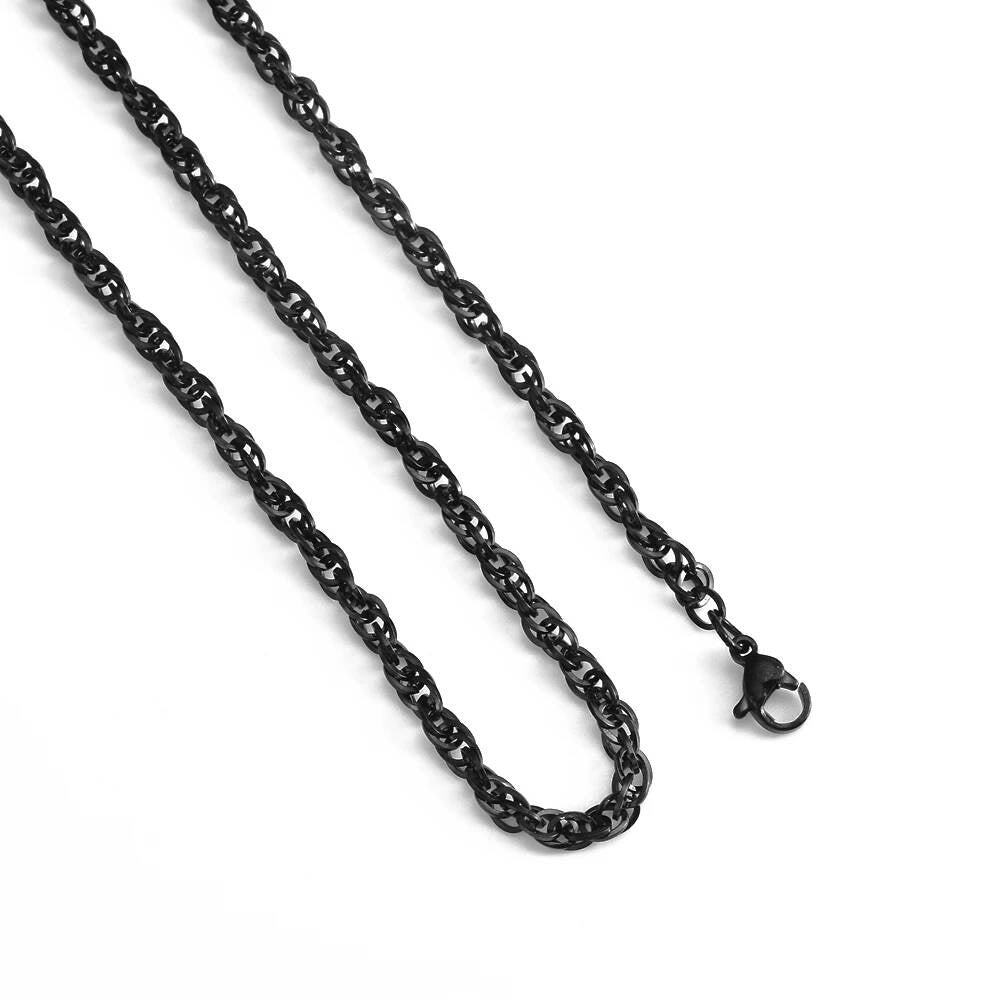 1 piece Width 3mm Stainless steel Double Cable Square Chain Men Women Necklace Jewelry Length 21-80cm Black
