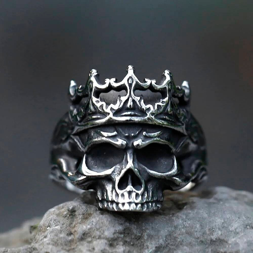 Vintage Skull Ring - Stainless Steel Punk Fashion Jewelry for Teens E STYLE
