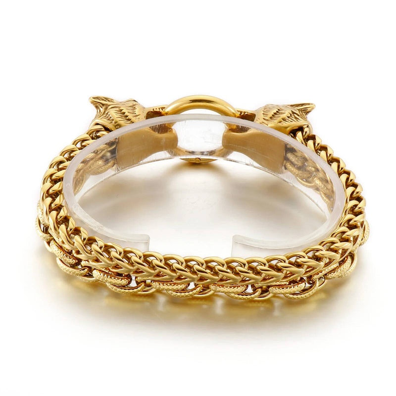 Multi-Color Wolf Bracelet Men Stainless Steel 316L Animal Head Bone Double Layer Chain Jewelry