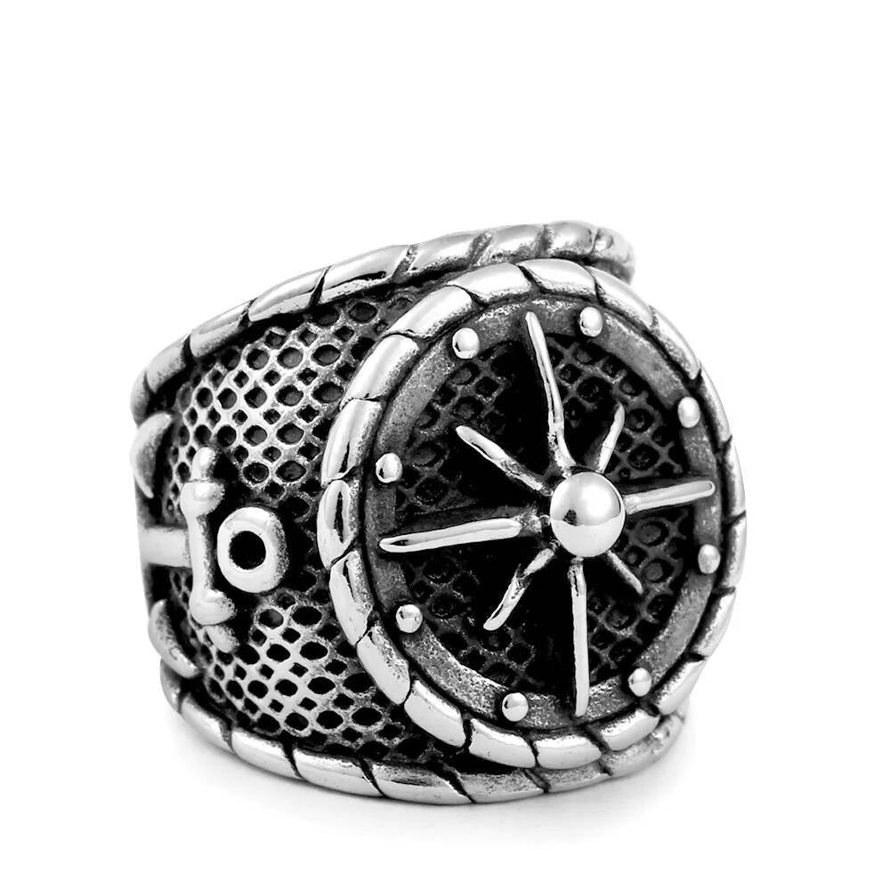 Viking Anchor Ring – 316L Stainless Steel Pirate & Mariner Symbol Band