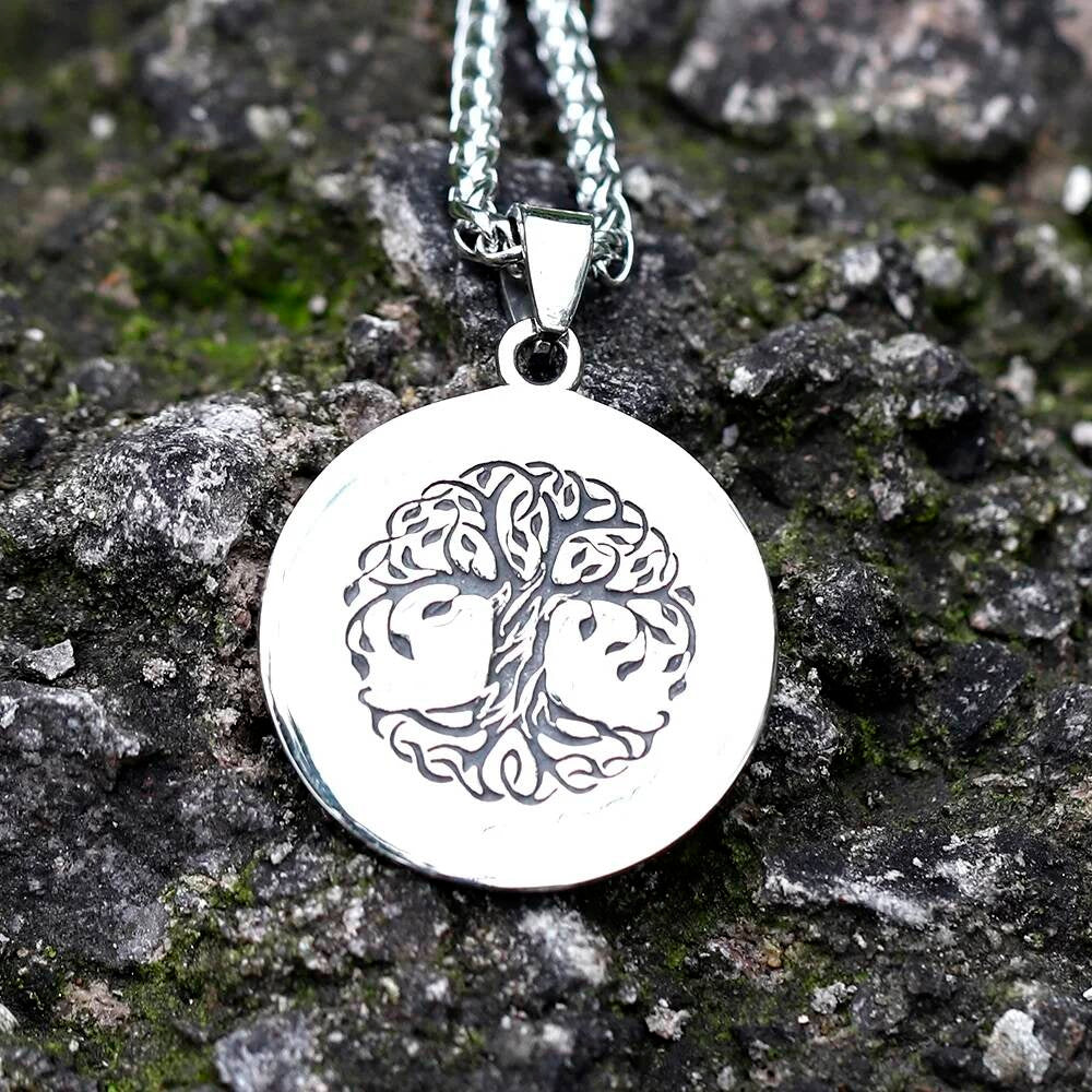 Celtic Tree of Life Pendant Necklace – Stainless Steel Norse Yggdrasil Symbol