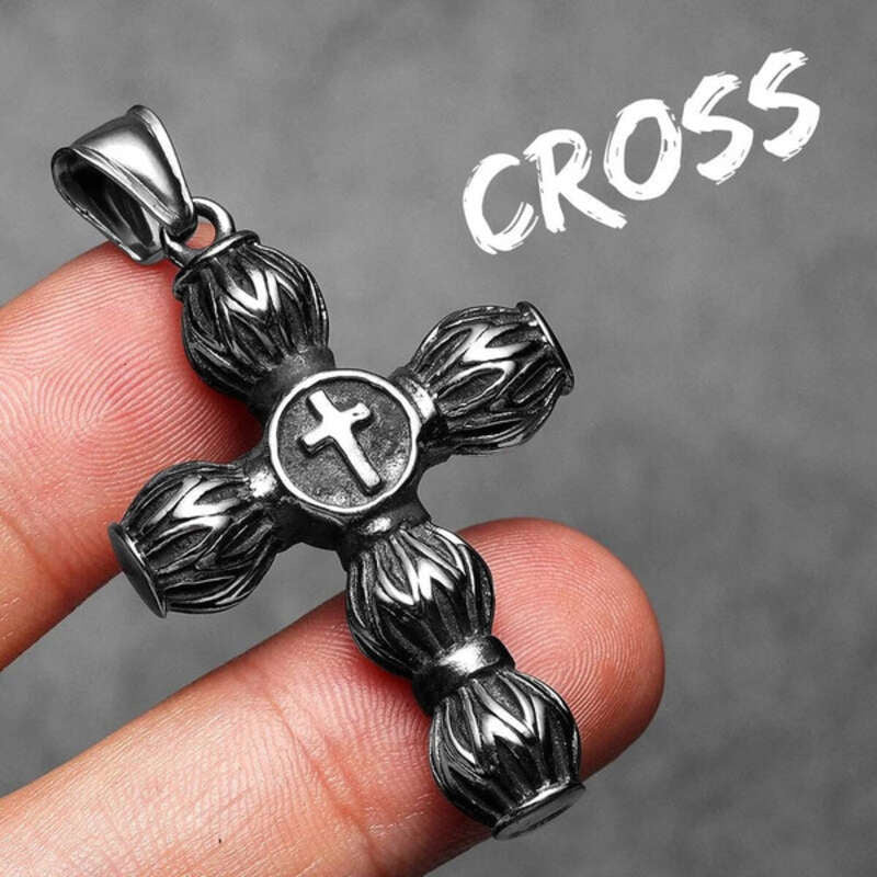316L Stainless Steel Torch Cross Pendant Necklace N1378-Only Pendant