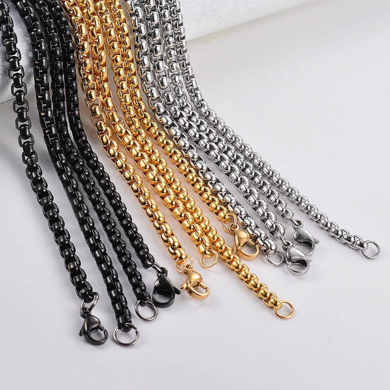 1 piece 3.5mm/4mm Stainless Steel Square Pearl Chain figaro chain necklace for Pendant Men Women Necklace Jewelry