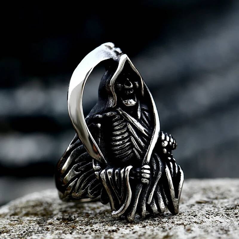 Hell Grim Reaper Skull Ring - Sons of Anarchy Style Stainless Steel Men's Jewelry BR8-889