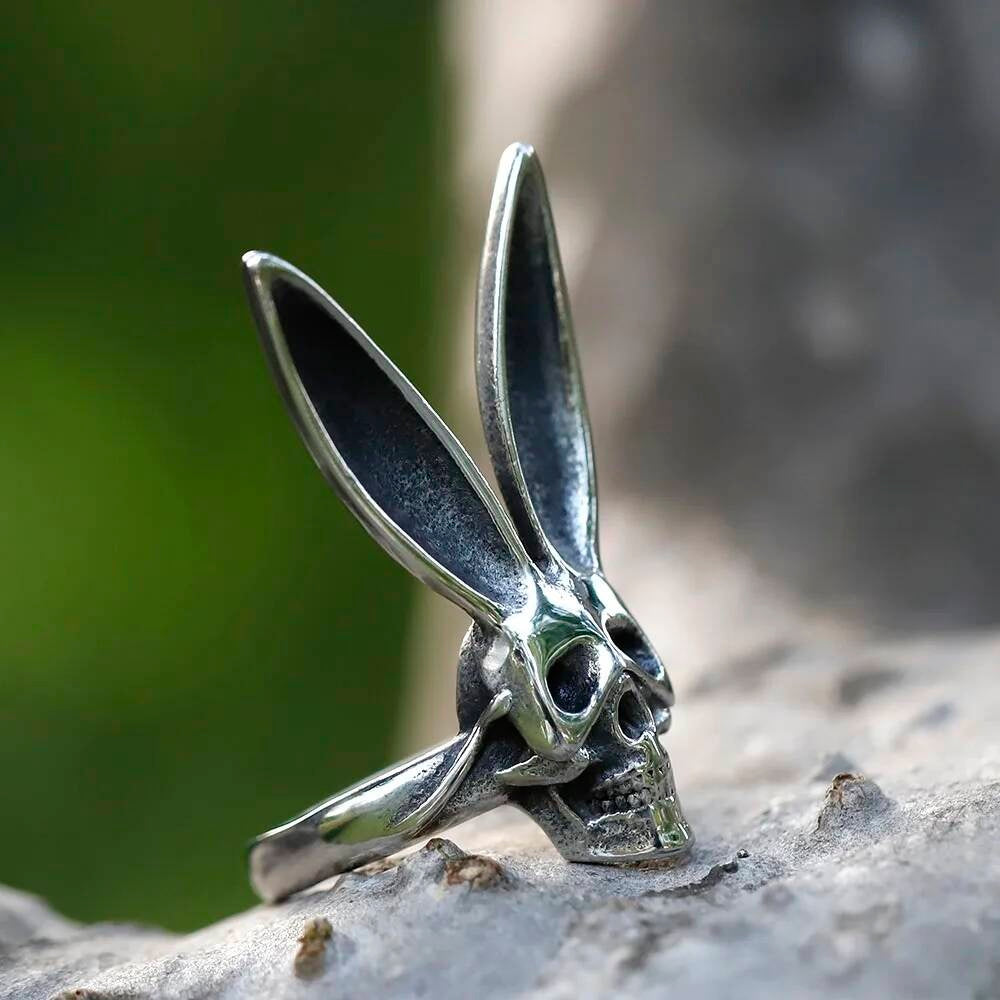 Skull Rabbit Ring - Vintage Gothic Stainless Steel Punk Jewelry for Men
