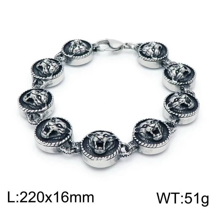 Tiger Men's Bracelet Stainless Steel 316L Punk Viking Jewelry KB152590-KJX 22cm