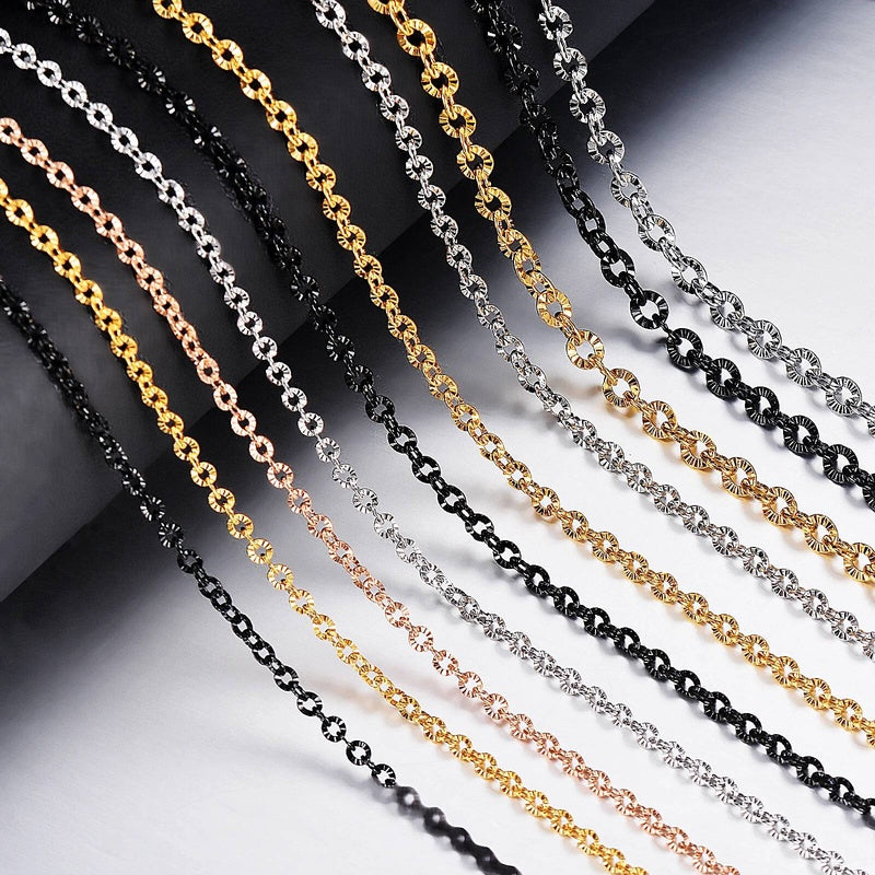 1Pc Women Men O Style 316L Stainless Steel Link Chain Necklace Jewelry Width 2/2.5/3/4mm