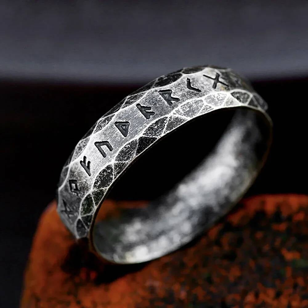 Vintage Viking Rune Ring – 316L Stainless Steel Unisex Norse Amulet Style B