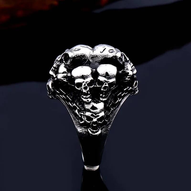 Punk Skull Skeleton Ring – 316L Stainless Steel Statement Band