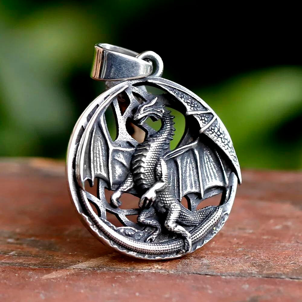 Dragon Pendant Necklace – Stainless Steel Gothic Fantasy Jewelry