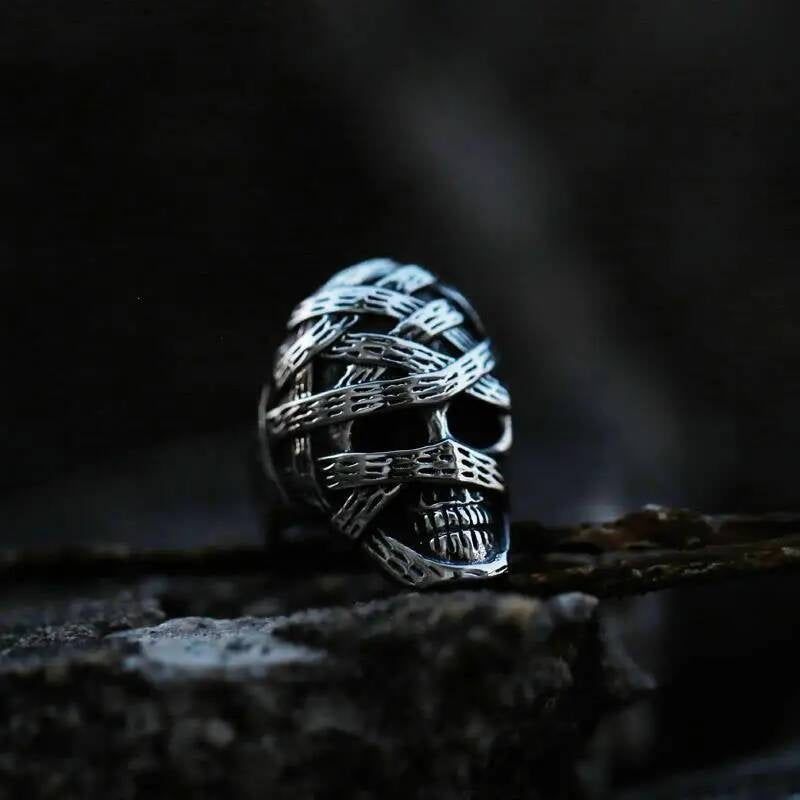 Mummy Skull Ring – 316L Stainless Steel Punk-Biker Statement Band BR8-773