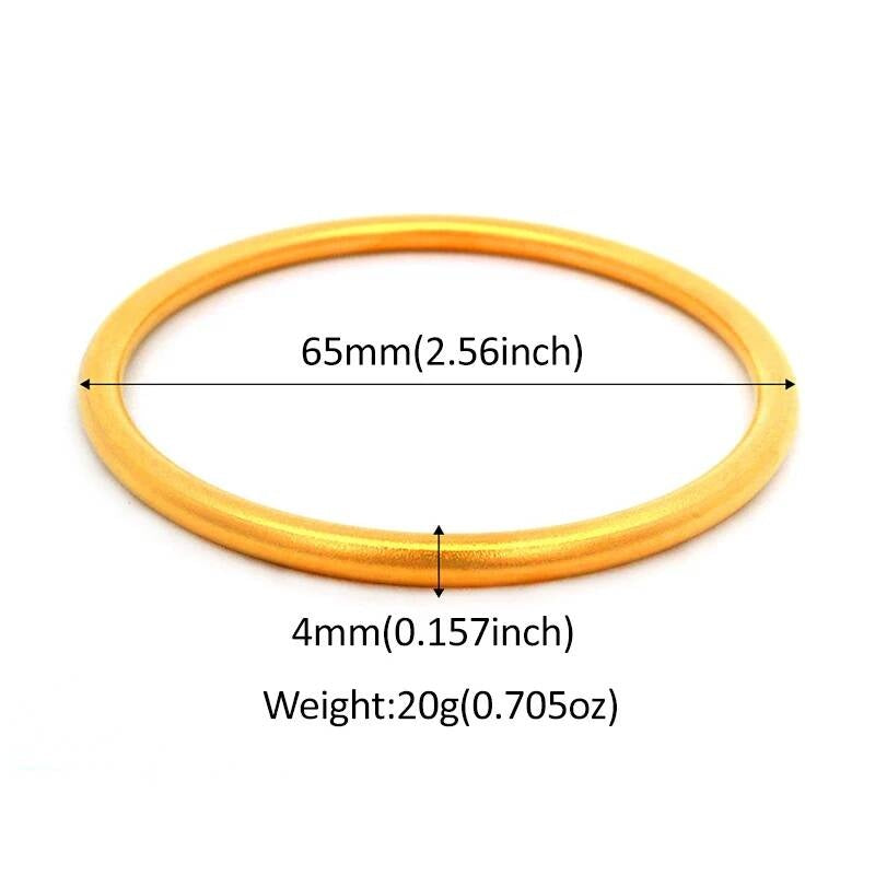 4MM Gold Plated Stainless Steel Bangle Bracelet – Classic Round 316L Polished Cuff for Women