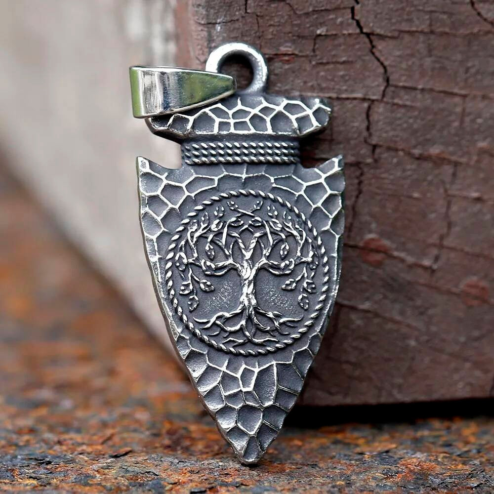 Tree of Life Shield Pendant Necklace – Stainless Steel Symbol of Strength and Growth
