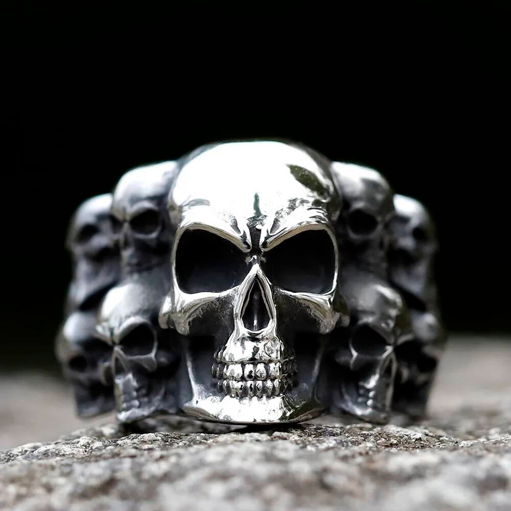 Vintage Punk Skull Ring - Gothic Stainless Steel Motorcycle Jewelry for Men