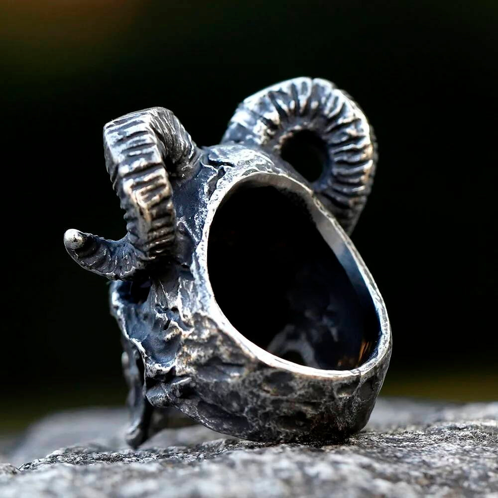 Satanic Devil Skull Ring - Vintage Steampunk Gothic Stainless Steel Jewelry