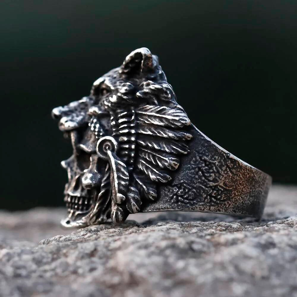 Skull Wolf Head Ring 316L Stainless Steel Punk Fashion Jewelry for Men