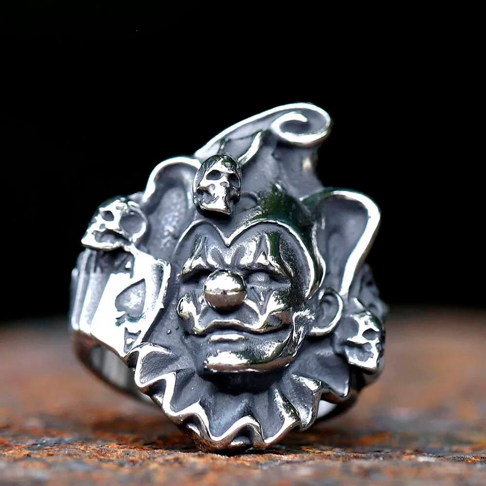 Joker Skull Ring - Stainless Steel Punk Biker Movie Inspired Men's Jewelry 13