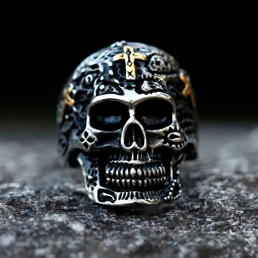 Retro Cross Skull Ring - Vintage Gothic Stainless Steel Punk Jewelry