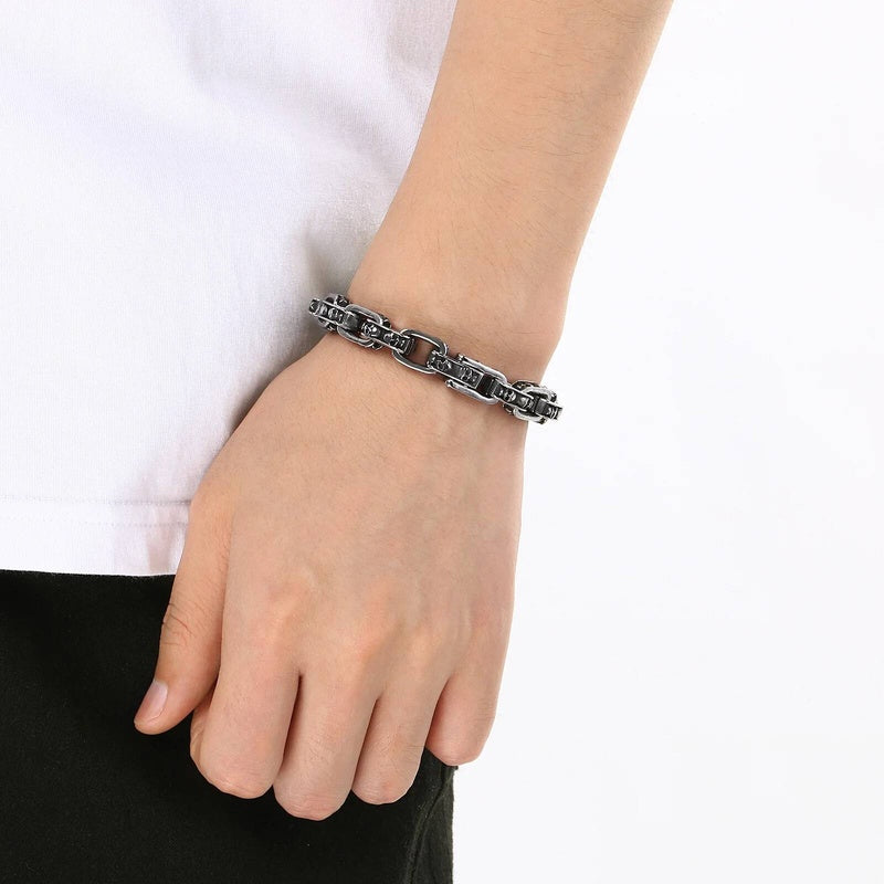 Stainless Steel 316L Skull Chain Bracelet For Men Punk Street Dancing Jewelry