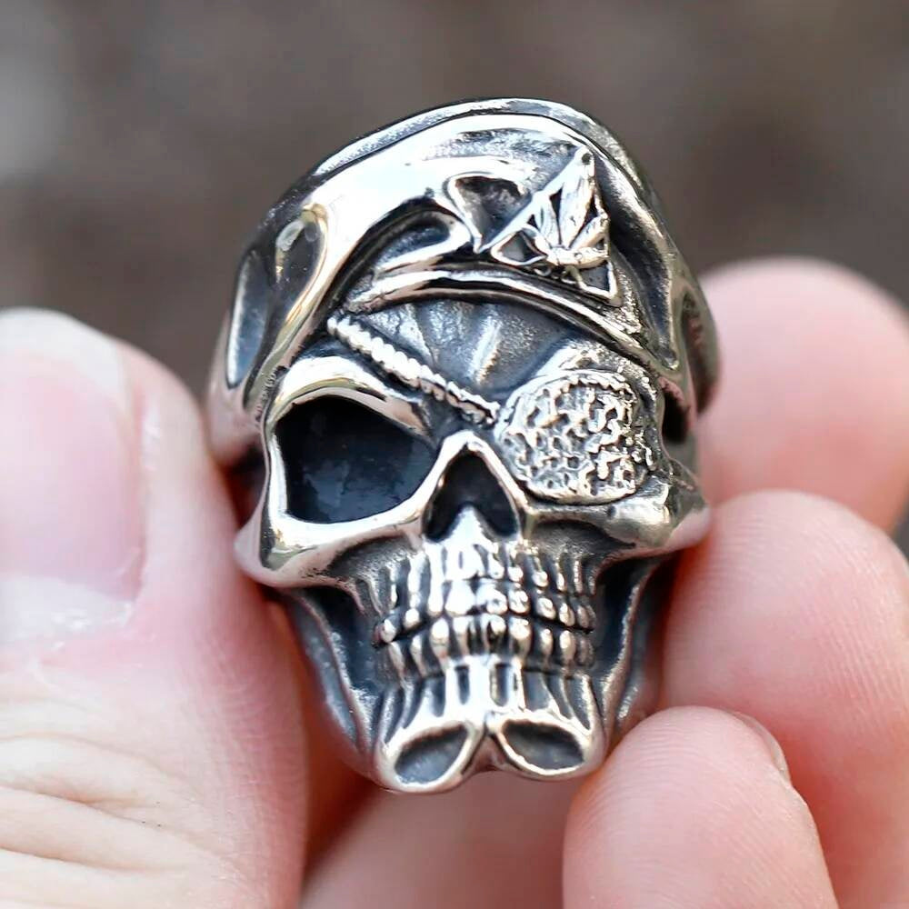 Pirate Skull Ring – 316L Stainless Steel Biker Statement Band