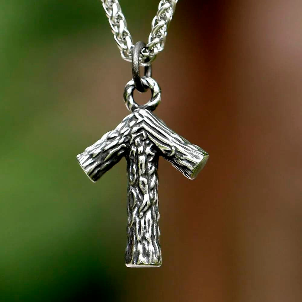 Nordic Rune Pendant Necklace – Tree Branch Viking Symbol in Stainless Steel