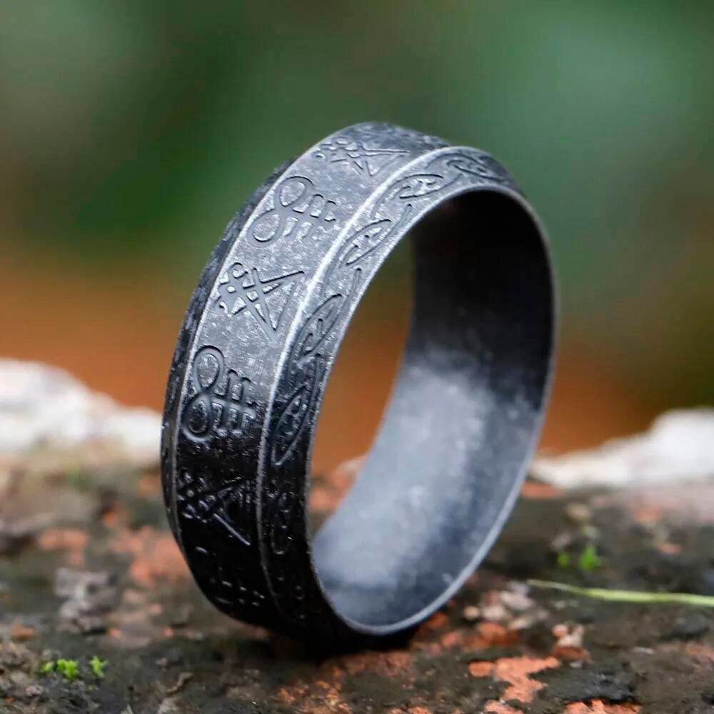 Lucifer Seal Signet Ring – 316L Stainless Steel Gothic Pagan Statement Band Antique