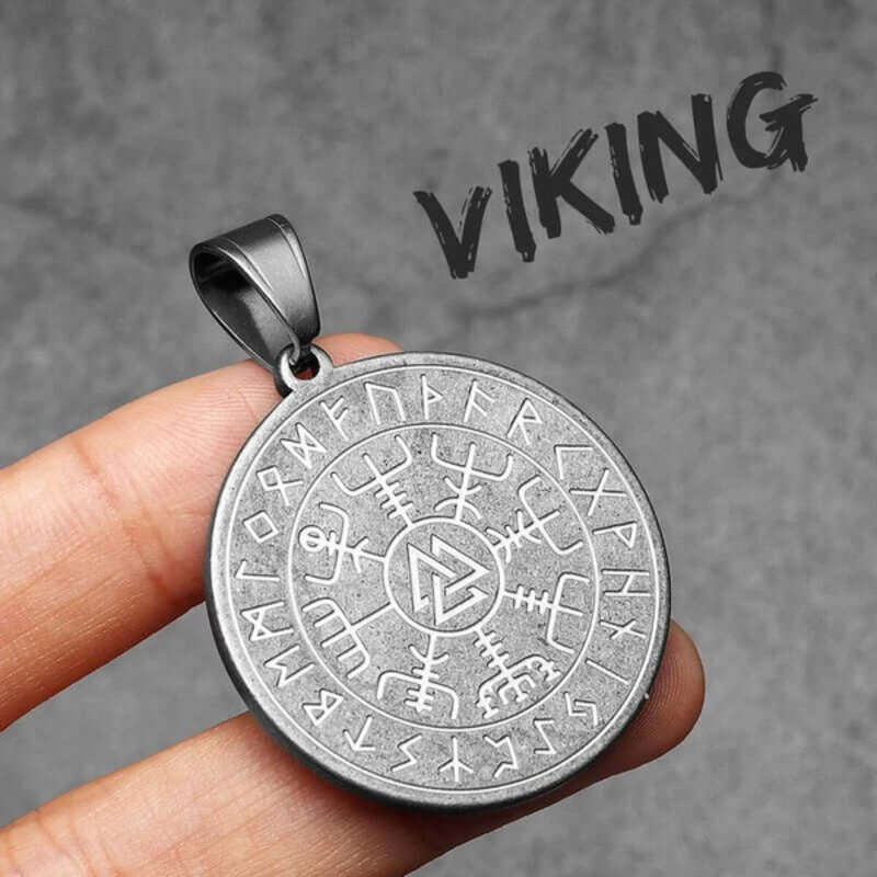 Men’s Viking Rune Valknut Pendant Necklace – 316L Stainless Steel Norse Amulet N1476-Only Pendant-R