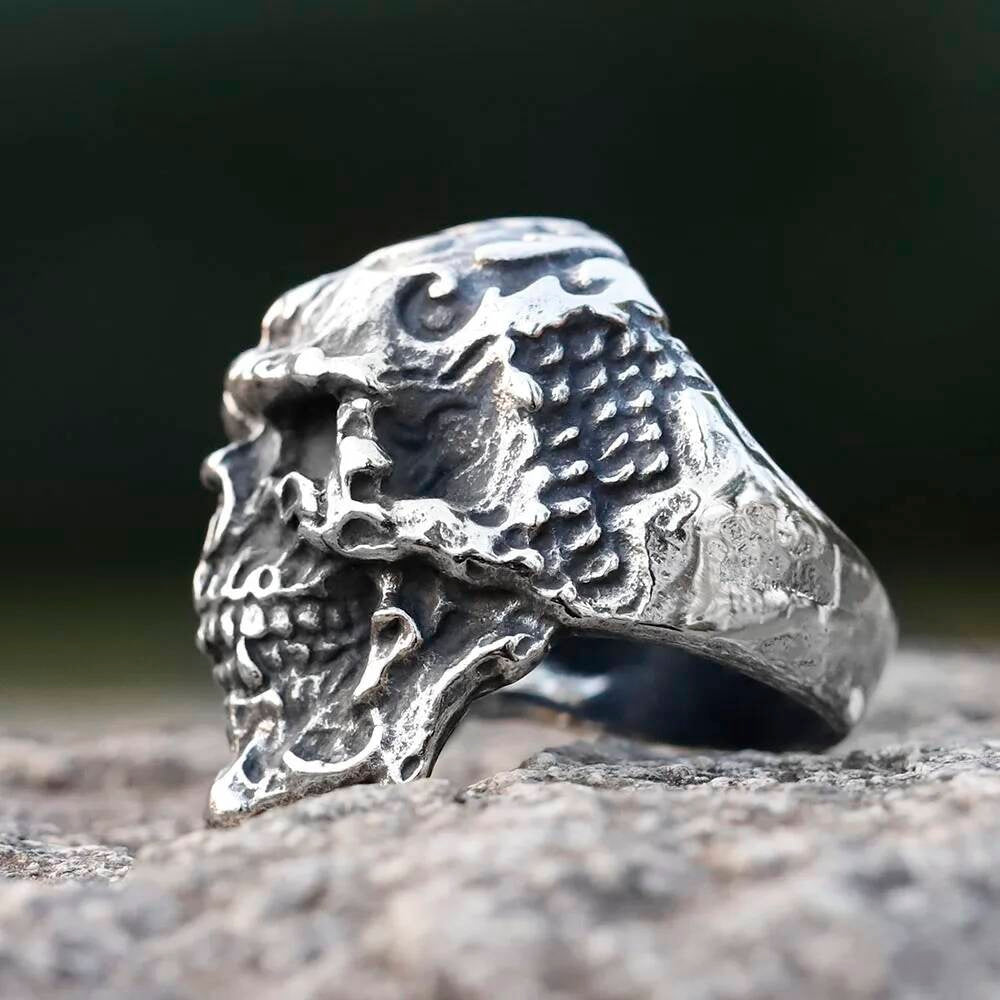 Vintage Punk Skull Ring – 316L Stainless Steel Biker Statement Band
