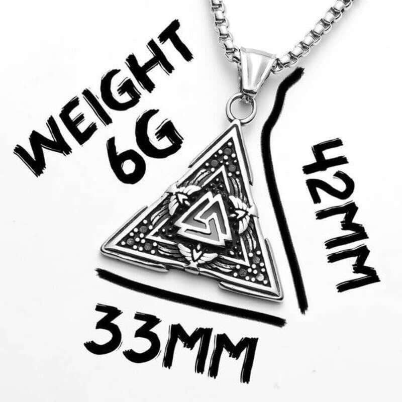 Men’s Viking Valknut Pendant Necklace – 316L Stainless Steel Norse Amulet