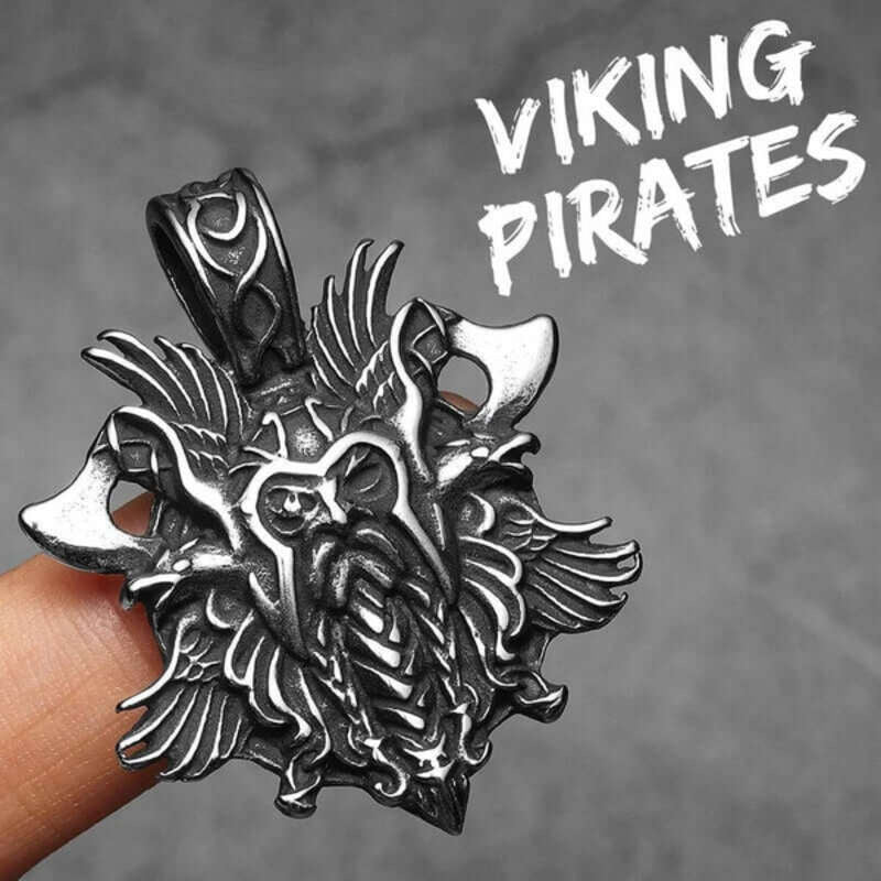 Men’s Viking Warrior Odin Pendant Necklace – 316L Stainless Steel Norse Jewelry N1474-Only Pendant