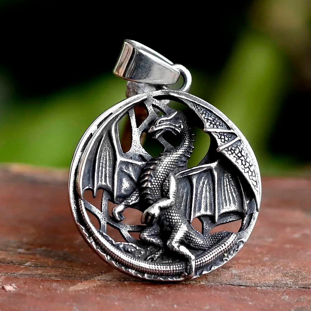 Dragon Pendant Necklace – Stainless Steel Gothic Fantasy Jewelry