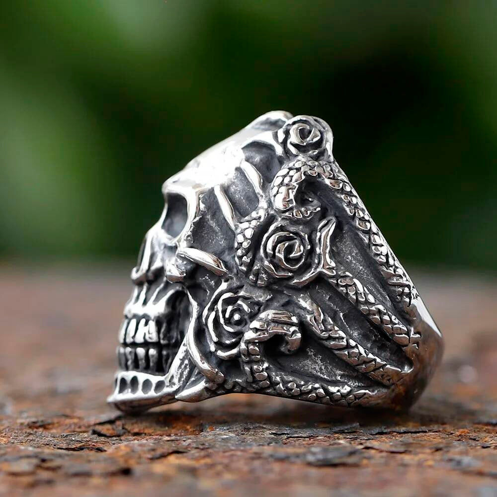 Christmas Skull Charm Ring - Punk Stainless Steel Nautical Men's Jewelry Gift